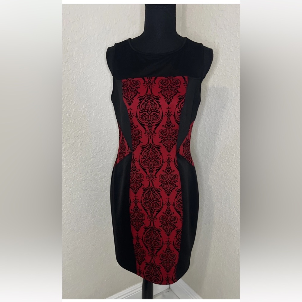 Enfocus Studio Women’s Sleeveless Black and Red Sheath Dress Size 10
